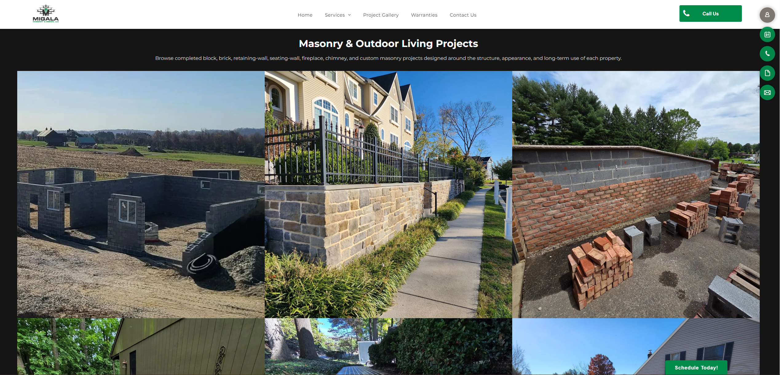 Redesigned project gallery featuring masonry and outdoor living work